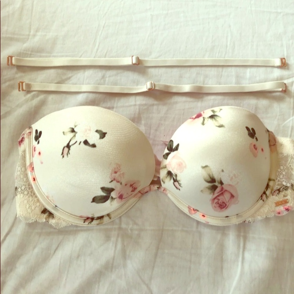 Pink vs white floral bra